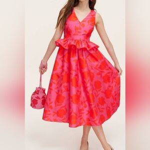 Kate Spade X Target Pink Red Cottage Rose Peplum Dress NWT